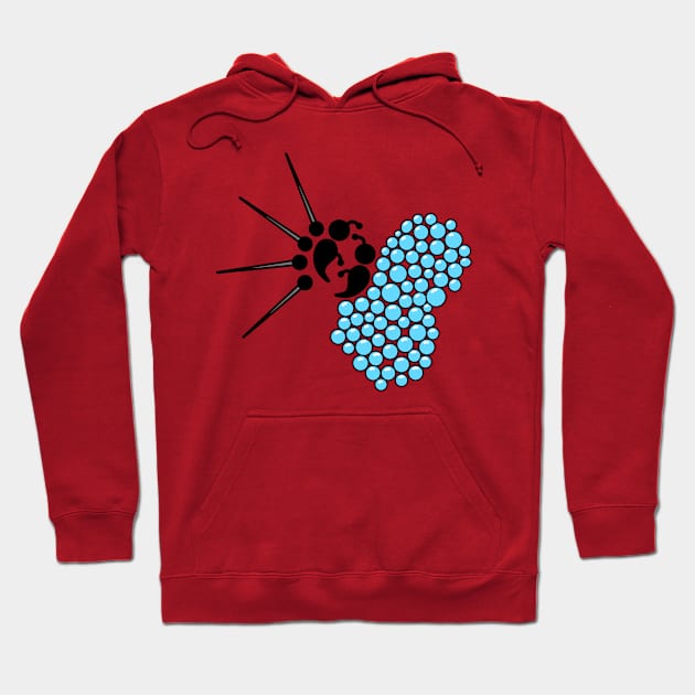 Bubbles and Pin Semicolon Butterfly Hoodie by birdiestreasuretrove